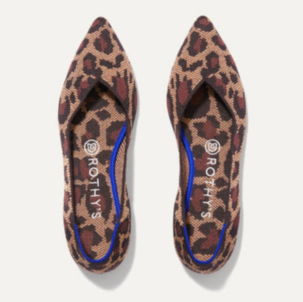 Rothy's The Point in "Wildcat" Leopard Print Flats